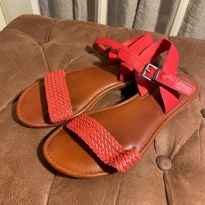 Mia Red Braided Strap Sandals
